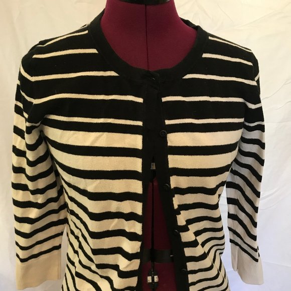 Small Merona Black & White Stripe Button Cardigan - Picture 3 of 6